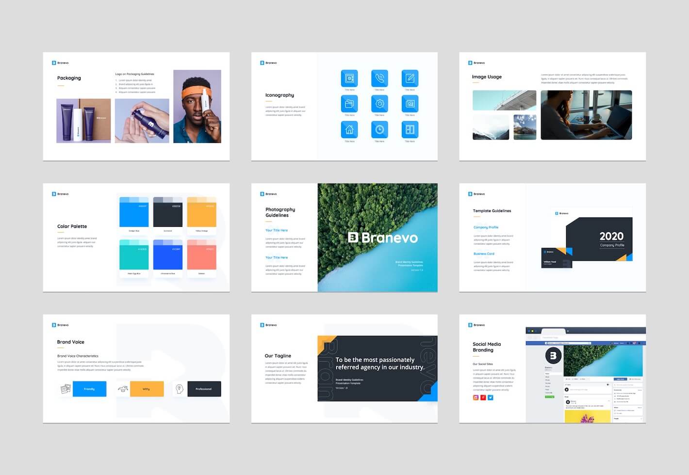 Brand Identity Guidelines PowerPoint Presentation Template FREE Graphue