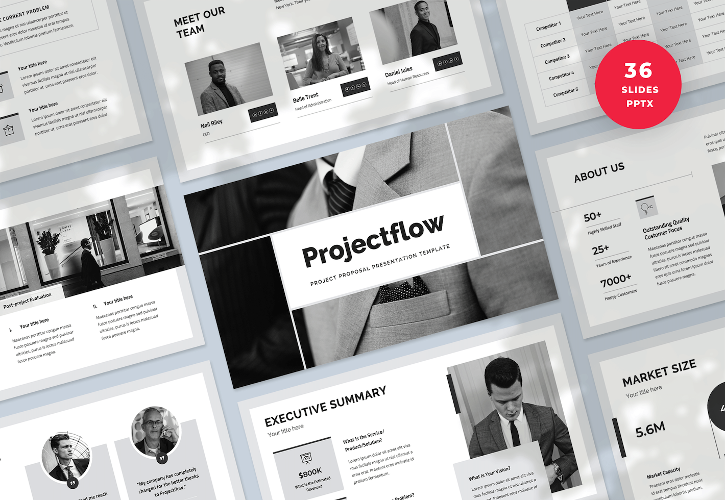 Projectflow - Project Proposal PowerPoint Presentation Template - Graphue