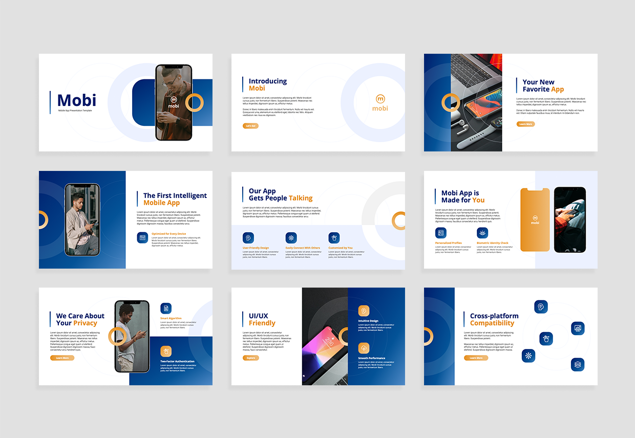 Mobile App PowerPoint Presentation Template Graphue