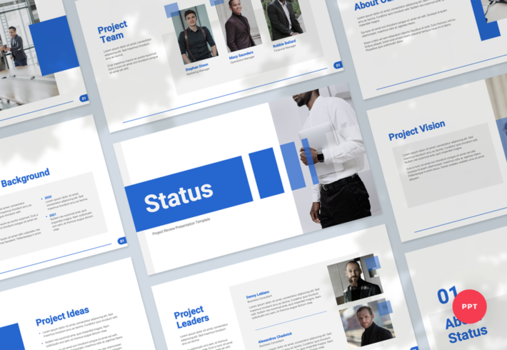 Status – Project Review Powerpoint Presentation Template