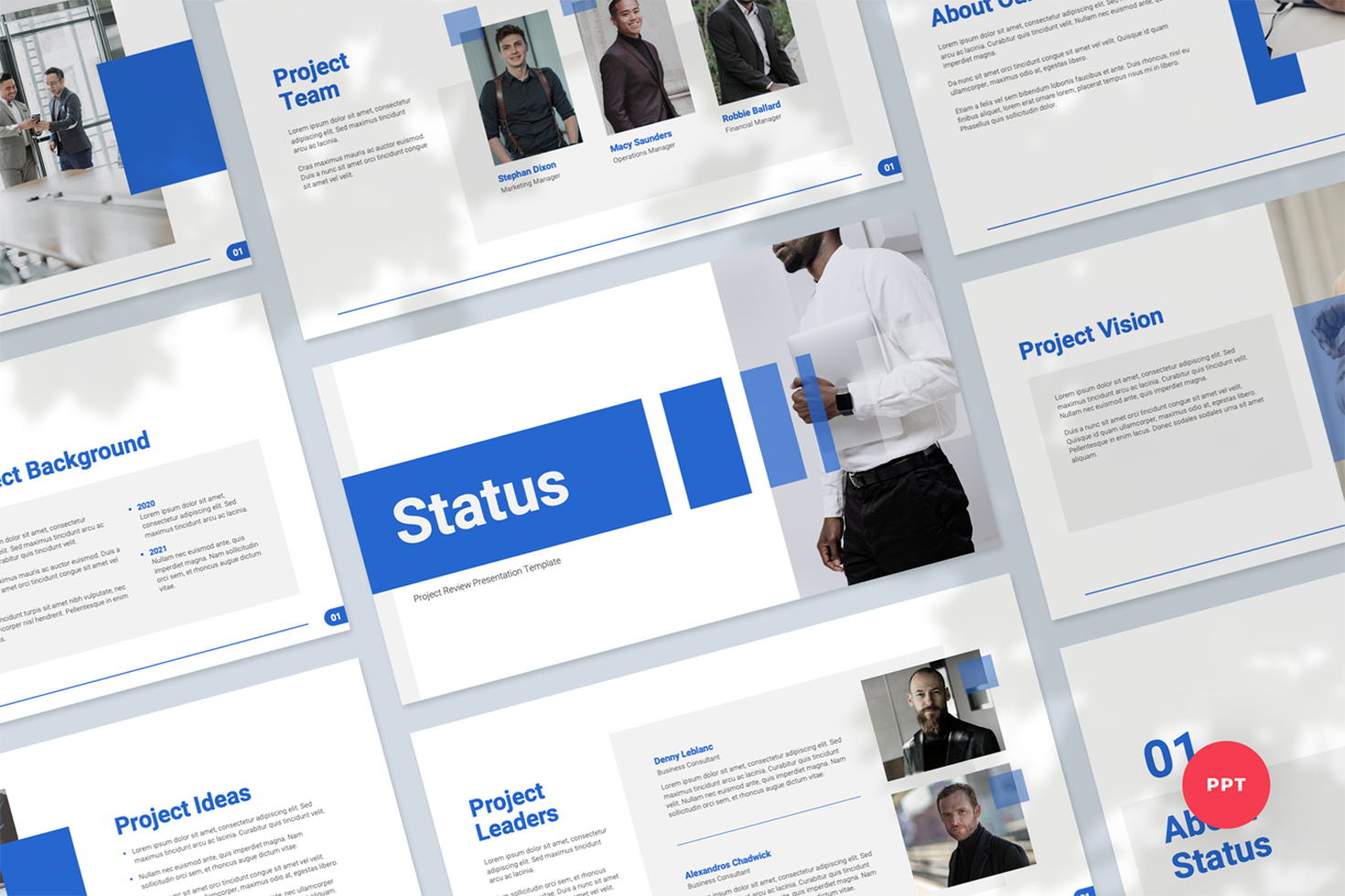 Project Review PowerPoint Presentation Template Graphue