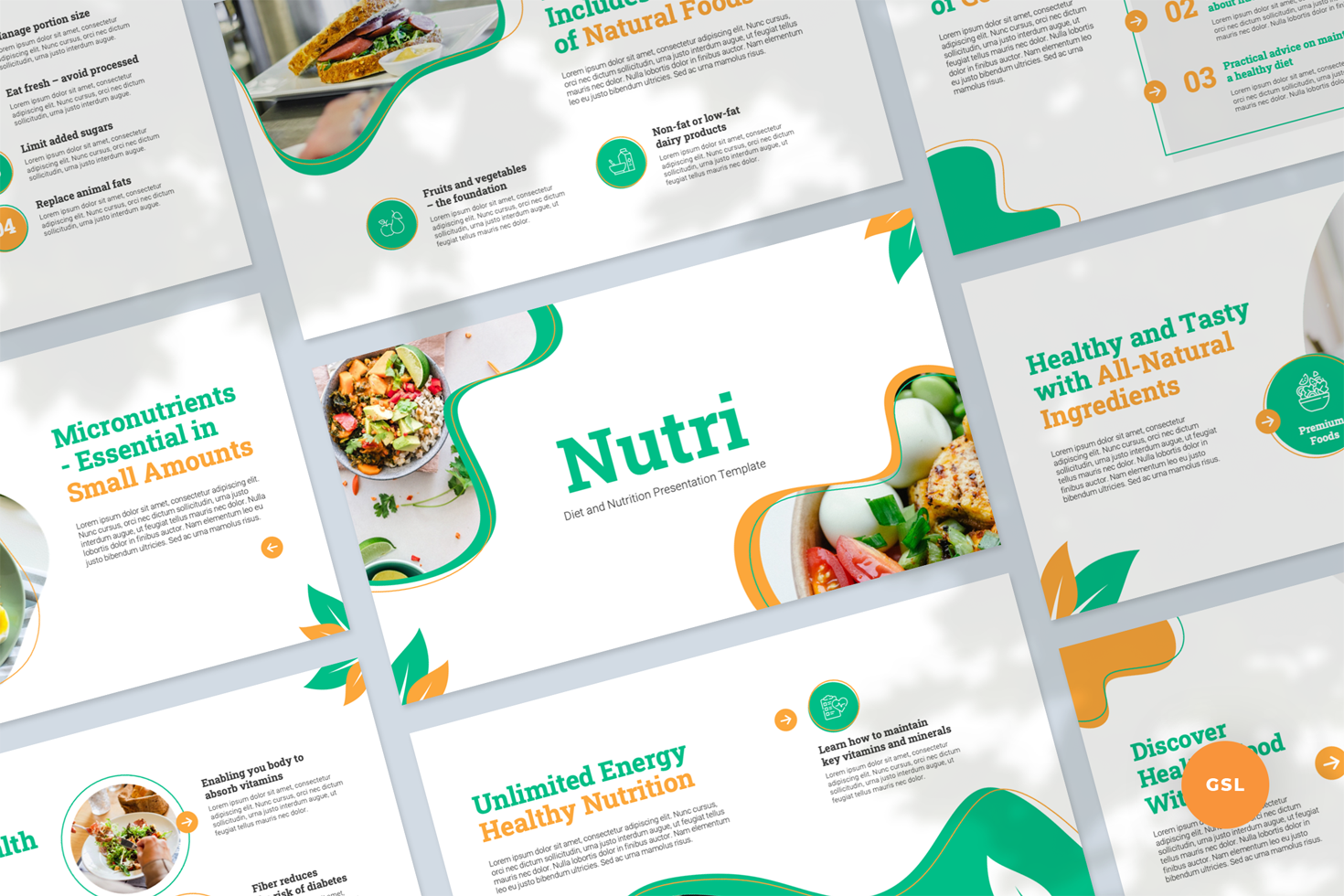 Diet and Nutrition Google Slides Presentation Template Graphue