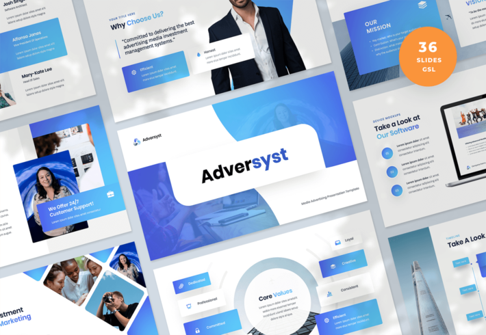 Adversyst – Media Advertising System Presentation Google Slide Template